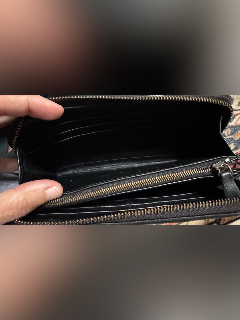 Rare Bottega Veneta Intrecciato Mixed Weave Black Leather Zip Wallet Vintage - Picture 9 of 14